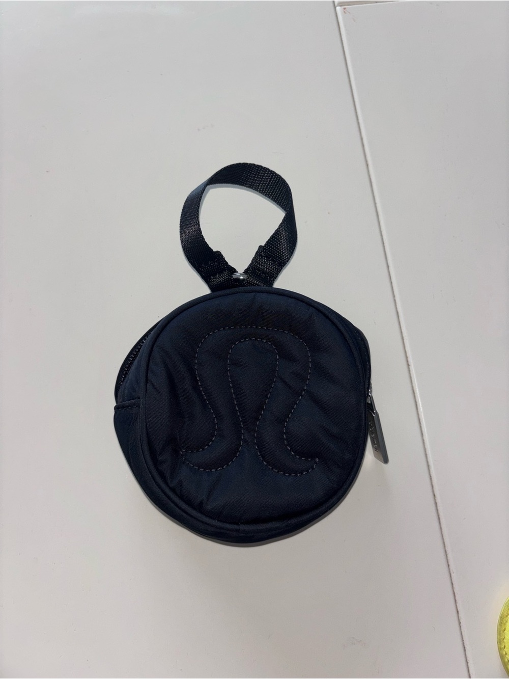 lululemon Black Round Wristlet Pouch with Logo Stitch